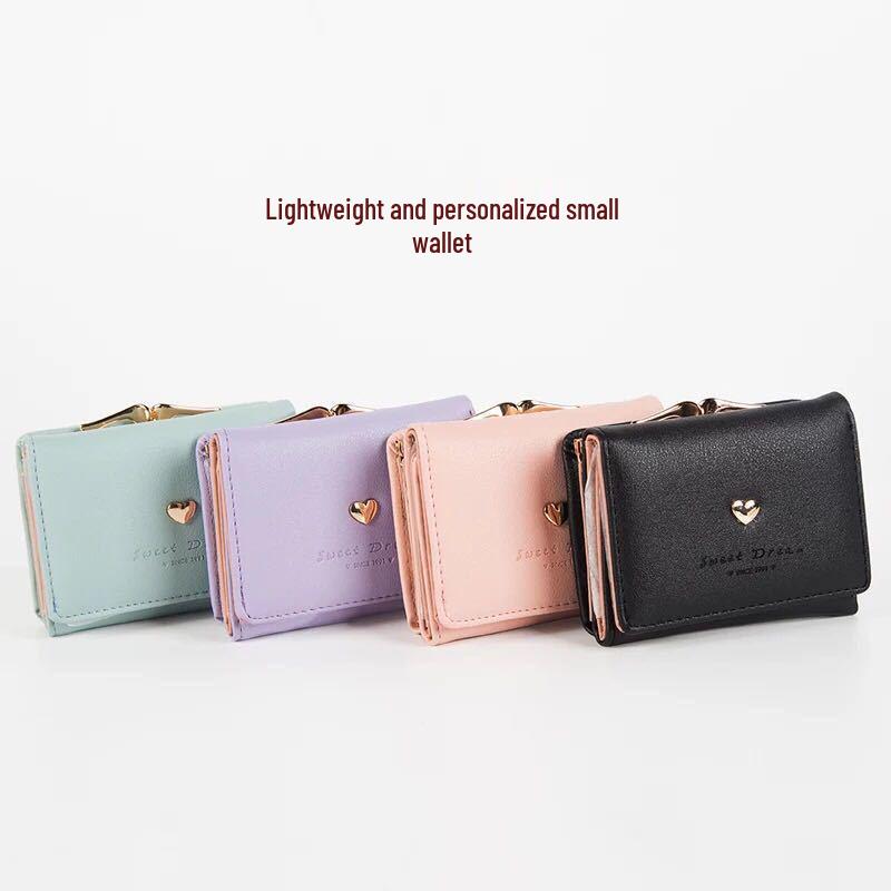 Women's Mini Korean Style Folding Wallet - Cute, Multi-Card Slot Coin Purse for Students