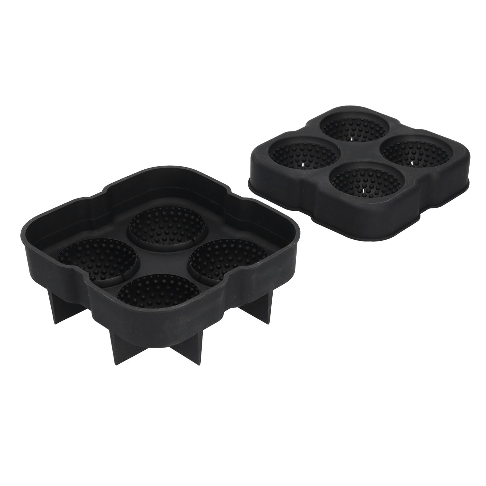 4 Grids Ice Ball Mold Reusable Food Grade Silicone Ice Ball Maker Tray Home Kitchen Utensils Black