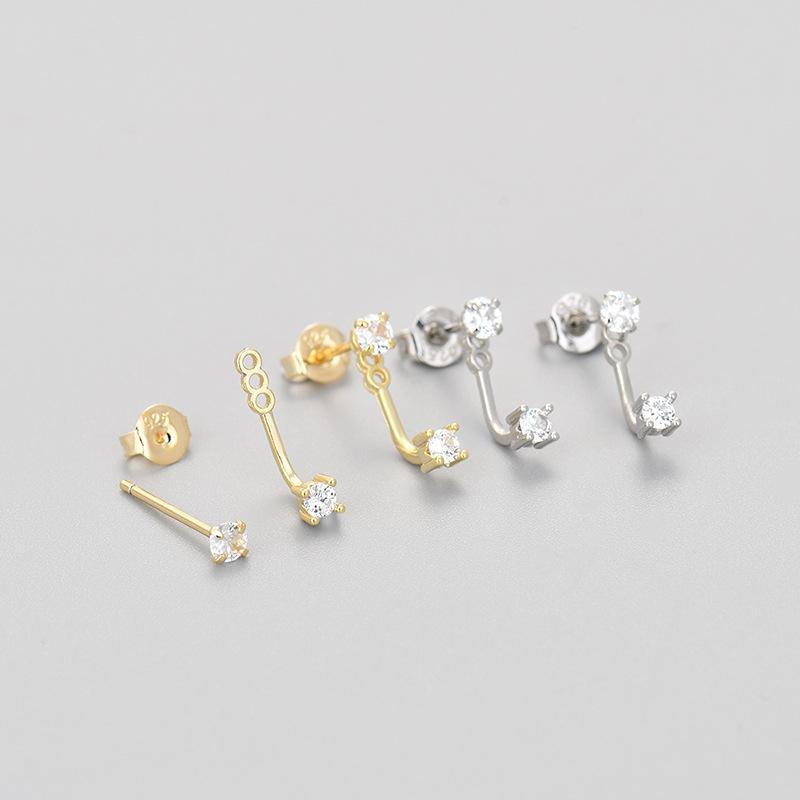 Elegant Back Hanging Small Diamond Stud Earrings For Women Exquisite Niche Temperament Jewelry