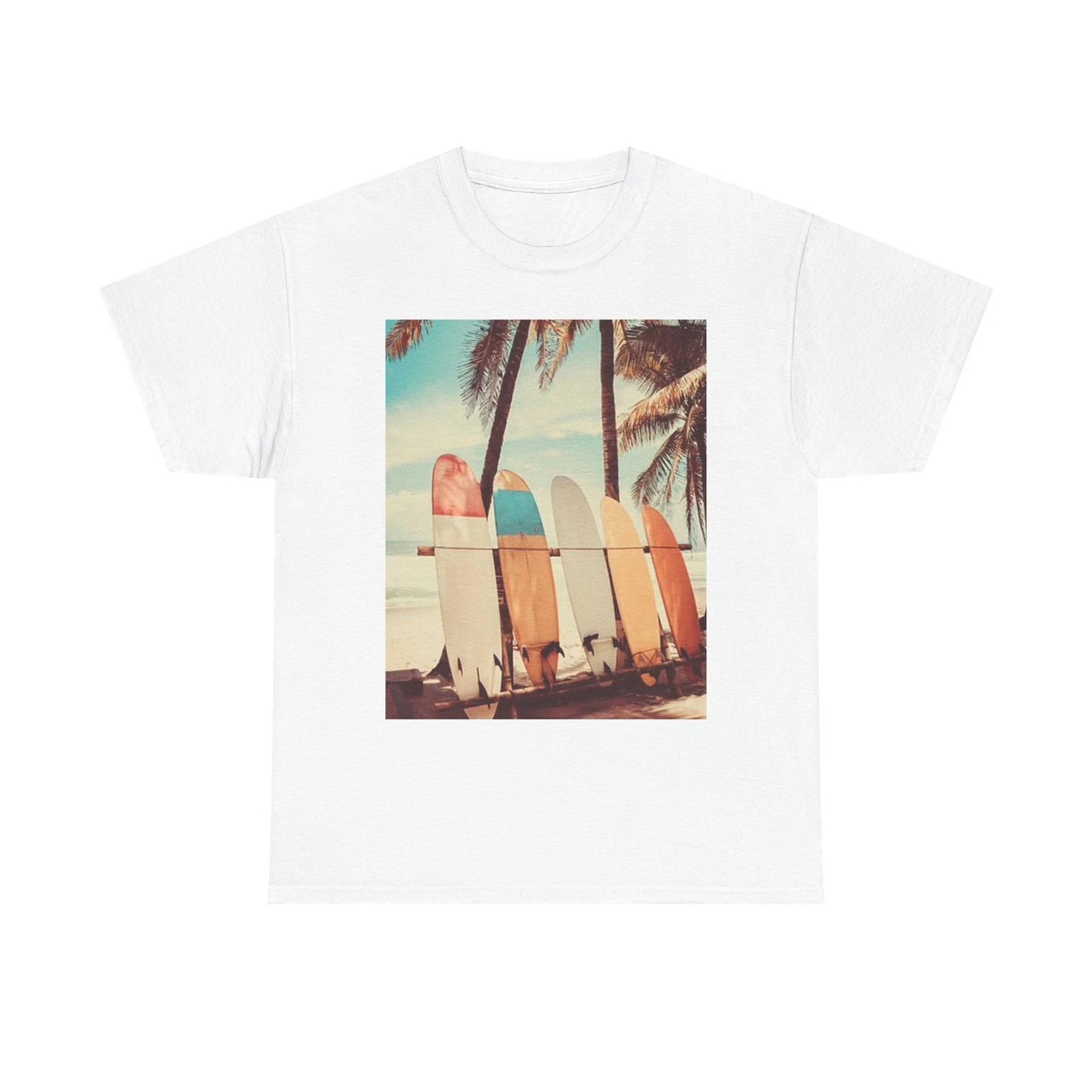 Men s and Women s T-shirts Surfboards On The Beach L