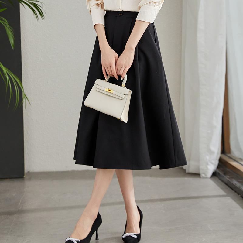 Bust Skirt Women Spring and Autumnal New Black Skirt Temperament A Word Long Skirt