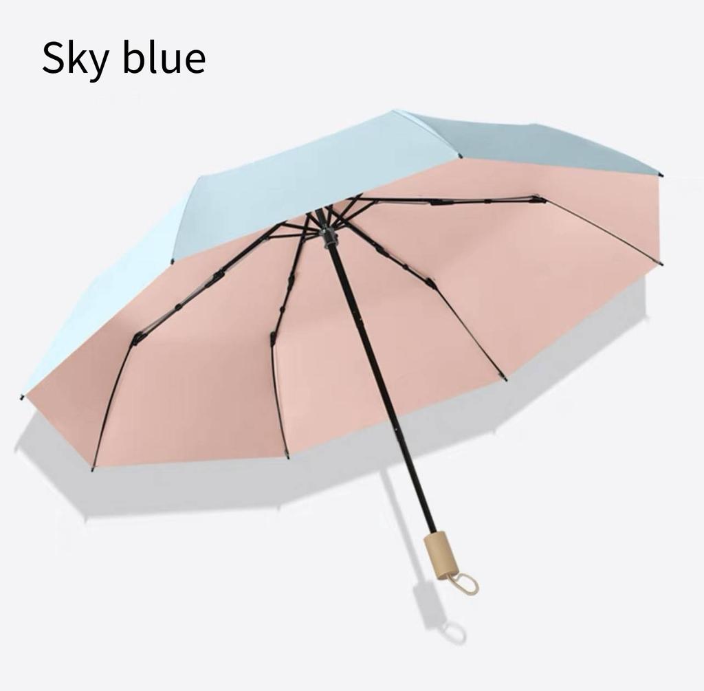8-bone sun umbrella for girls sunscreen adhesive reinforced windUV protection dual purpose manual three-fold umbrella