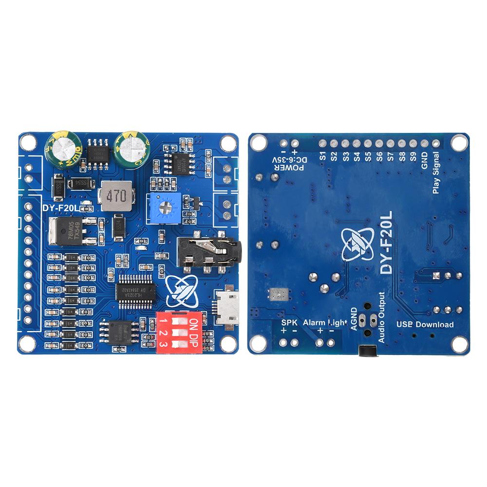 DC 6-35V Voice Playback Module 12V 24V 10W 20W 9 Channel One-To-One Independent Low-Level Trigger Amplifier Board DY-F20L