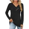Women S Casual Solid Color V Neck Button Long Sleeve Top