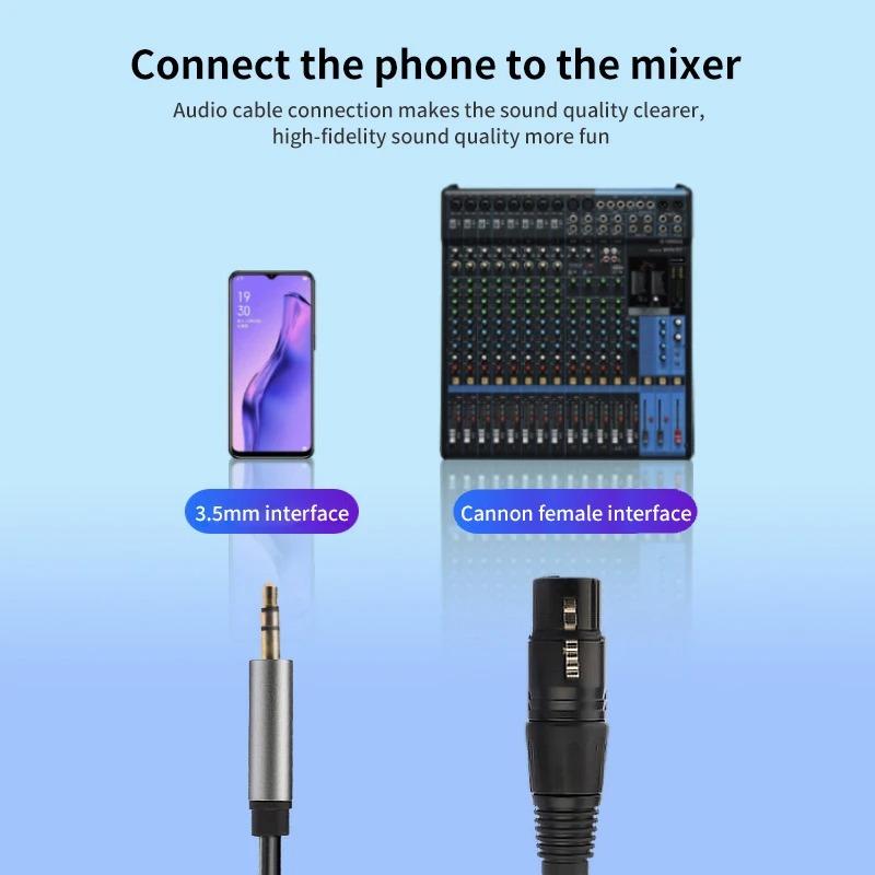XLR to AUX Adapter 3.5mm Audio Cable 3.5mm Jack to XLR 3-Pin Female Microphone Cannon Cable For Speaker Guitar Mixer AmplifierGood product