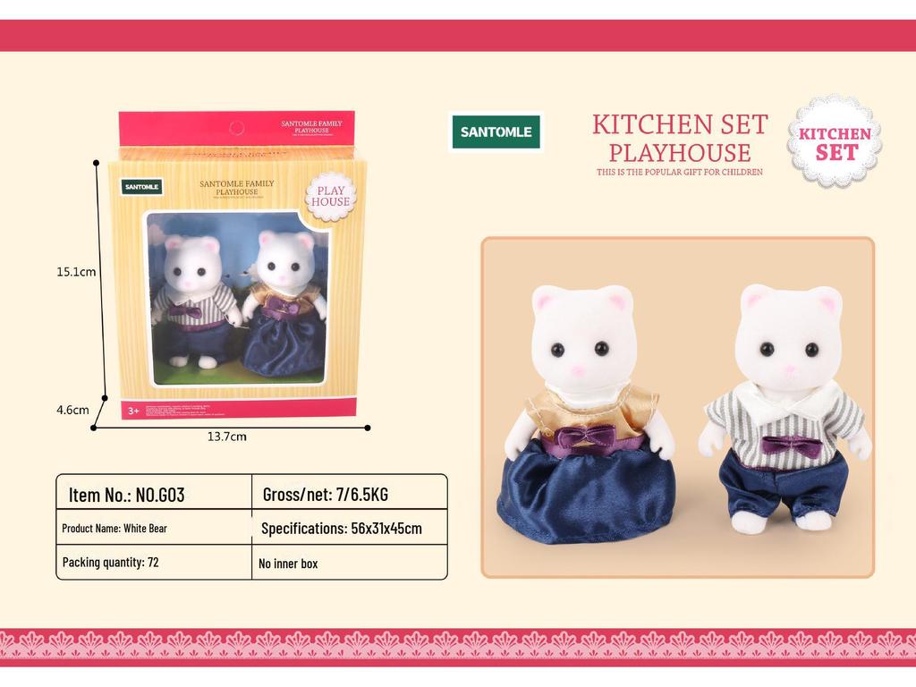 Senbel Mini Rabbit Doll Clothes Accessories for Children's Play House Set