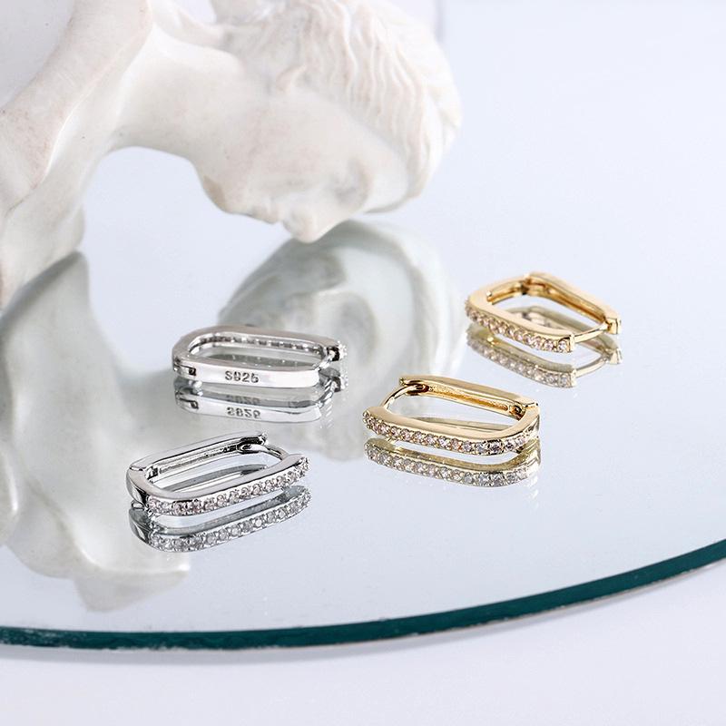 Diamond Inlay Row Set Geometric Ear Cuff Modern Versatile Earrings