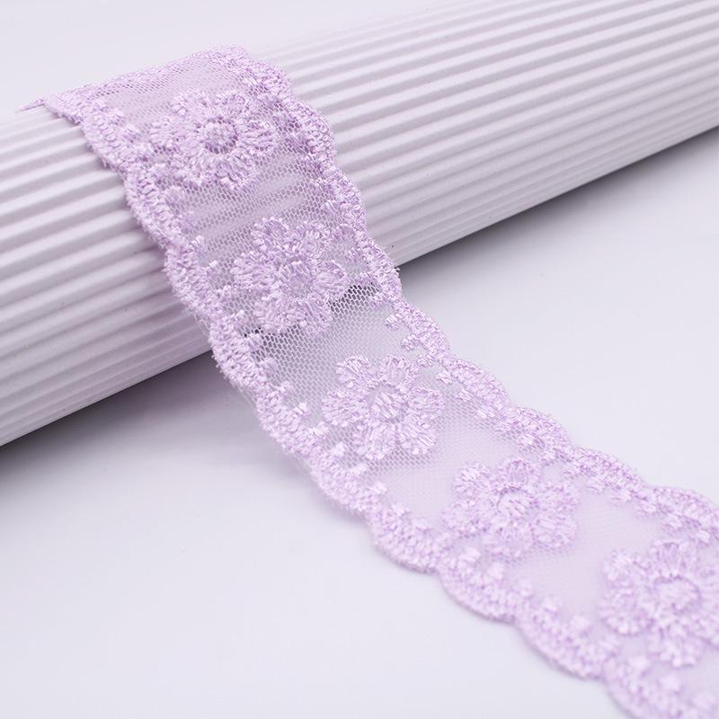 

2 Yards Colorful Lace Ribbon Floral Trim Sewing Crafting Lace Ribbon for Gift Wrapping DIY Scrapbooking Party Decoration Crafts 4mm