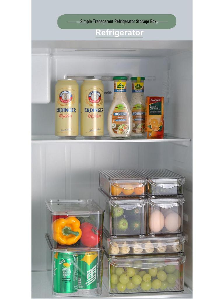 Food Grade Plastic Storage Box with Lid for Refrigerator/Freezer - Rectangular Container for Fruits & Vegetables