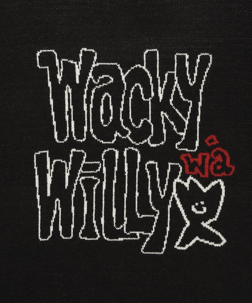 WACKY WILLY Typographic Pullover Sweater Black