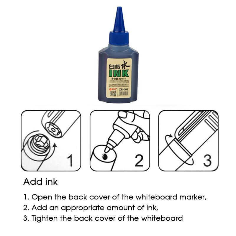 1 Box 100ml Whiteboard Marker Ink Refill Fluids Red Blue Black Colors Compatible with All Erasable Whiteboard Markers