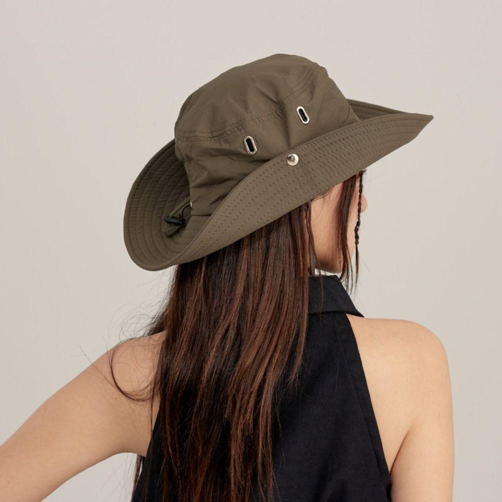 UV Protection Men's and Women's Hat Waterproof Drawstring Bucket Hat Ins Wide Brim Sun Hat  Travel