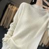 Autumn and Winter Women's Pullover Knitted Sweater Loose Semi-turtleneck Lazy Wind Soft Waxy Thickened Solid Color Bottom Sweater
