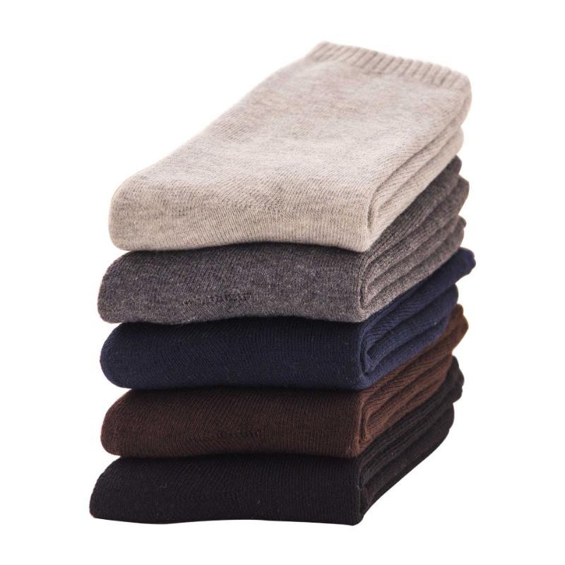 Men's Autumn and Winter New Casual Warm Cotton Wool Ring All Match Pure Color Plus Velvet Thickened Tube Socks