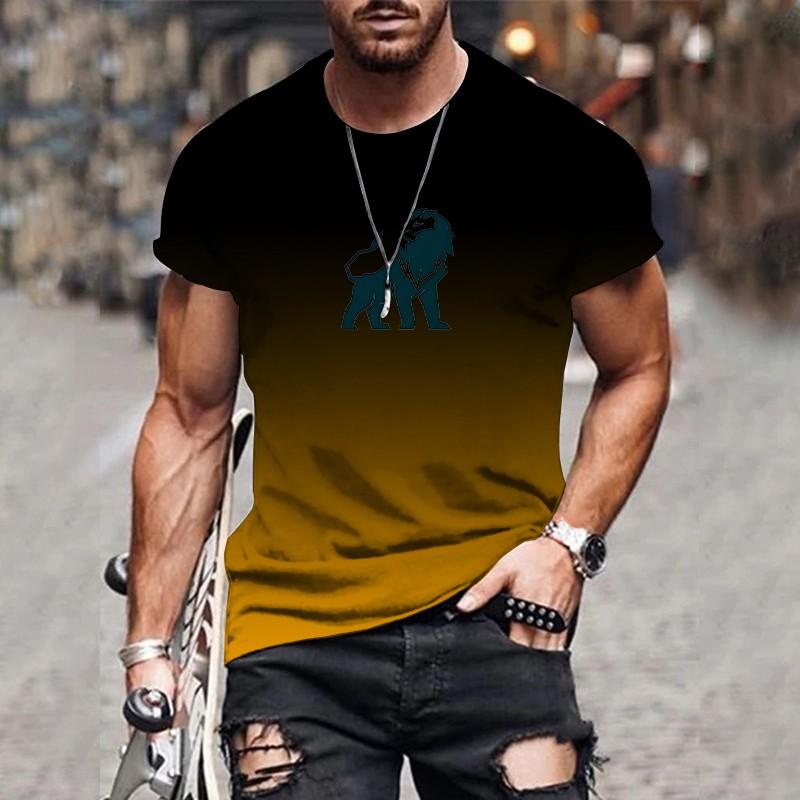 T-shirt da uomo nuova, trendy e alla moda, stampa 3D, stampa sfumata, top estivo streetwear, girocollo, taglie forti, pullover