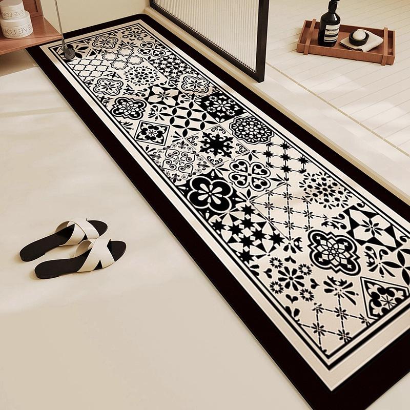 Badezimmer Kieselgur Wasserabsorbierende und Rutschfeste Fußmatten Badezimmer Türbereich Schnelltrocknend Schmutzabweisend Verschleißfest Lange Fußmatten
