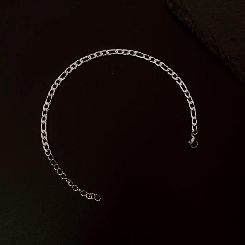 Sada 2 ks pánského řetízkového náramku z nerezové oceli Jednoduchý náramek z kovu stříbrné barvy pro volný čas