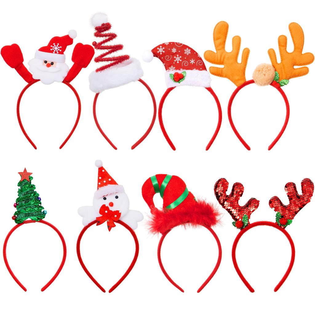 Joyfy 8 STUKS Kerst Hoofdbanden Hoed Toppers Kostuum Accessoires voor Kinderen Kerstfeesten Kerst Feest Traktaties