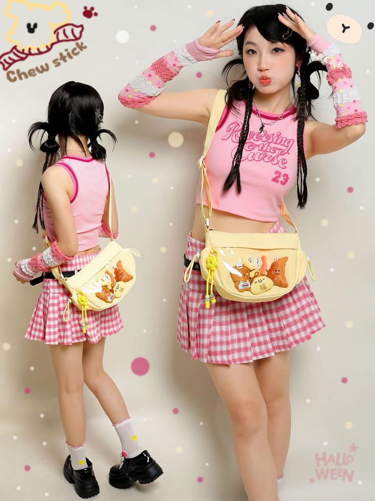 2026 Lightweight Nylon Dumpling Crossbody - Women’s Water-Repellent PVC Transparent Sports Bag with Dopamine Colors.