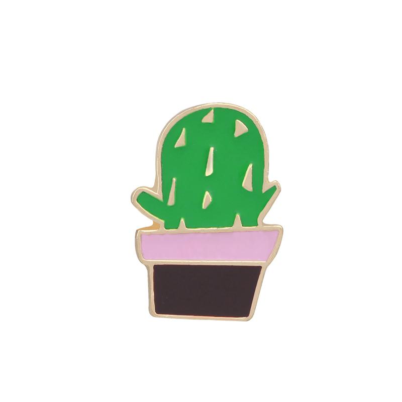 19 Styles Summer Cup Potted Design Enamel Brooches Mini Cactus Potted Plant Shaped Pins Women Girls Gardening Backpack Badge