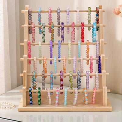Wooden Jewelry Stand Log Bracelet Display Organizer with Removable Rod Visible Jewelry Showcase Rack
