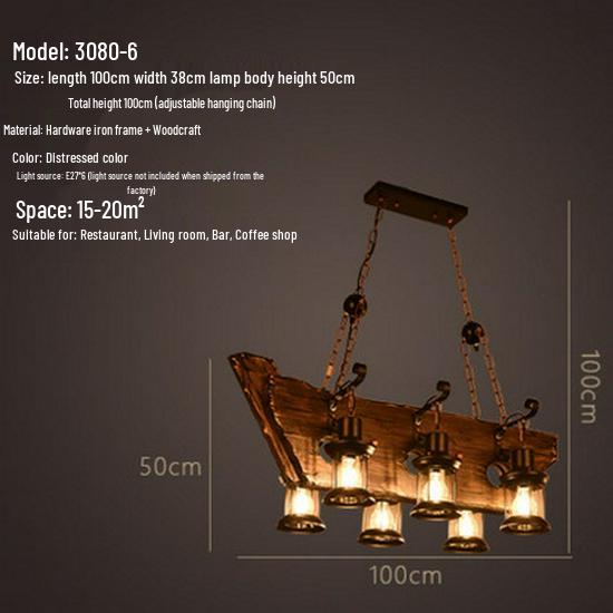 Vintage Industrial Wood Chandelier for Restaurants & Cafes