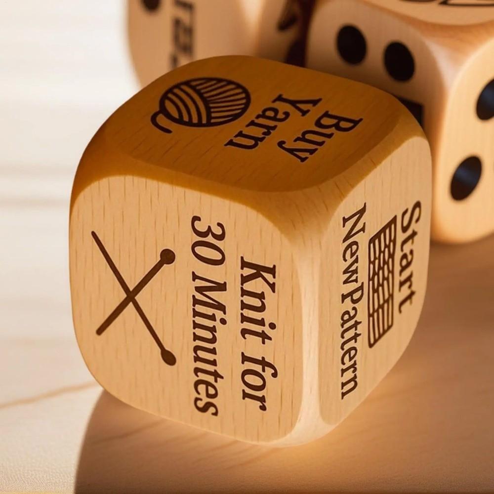 Knitting Sewing Art Craft Accessory Quilter's Dice With 6 Engraved Sewing Tasks Handmade Wooden Quilting Sewing Decision Maker