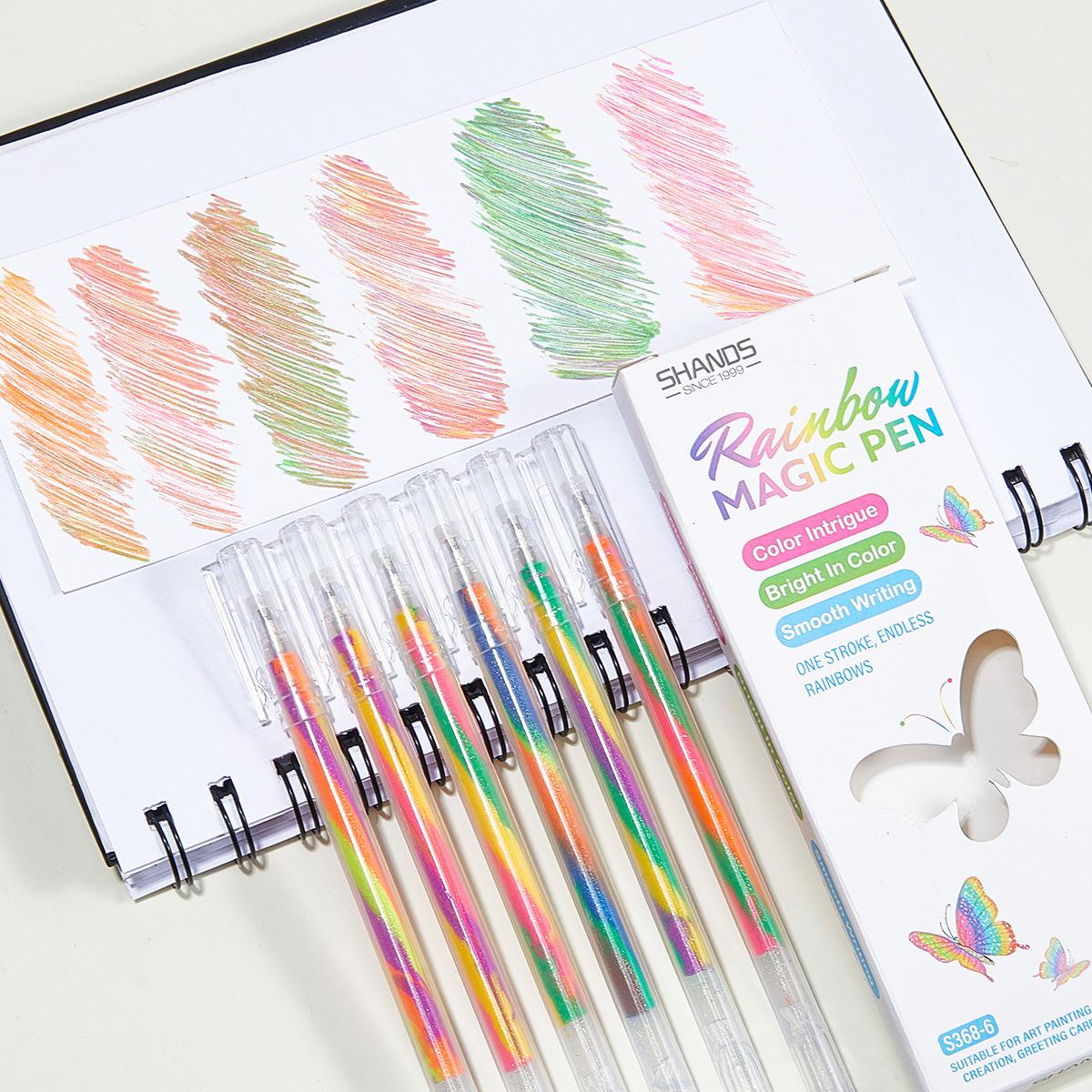 

Gradient Rainbow Spiral Neutral Pen, One-Stroke Three-Color Greeting Card DIY Colored Pencil, Shimmer Outline Gel Pen