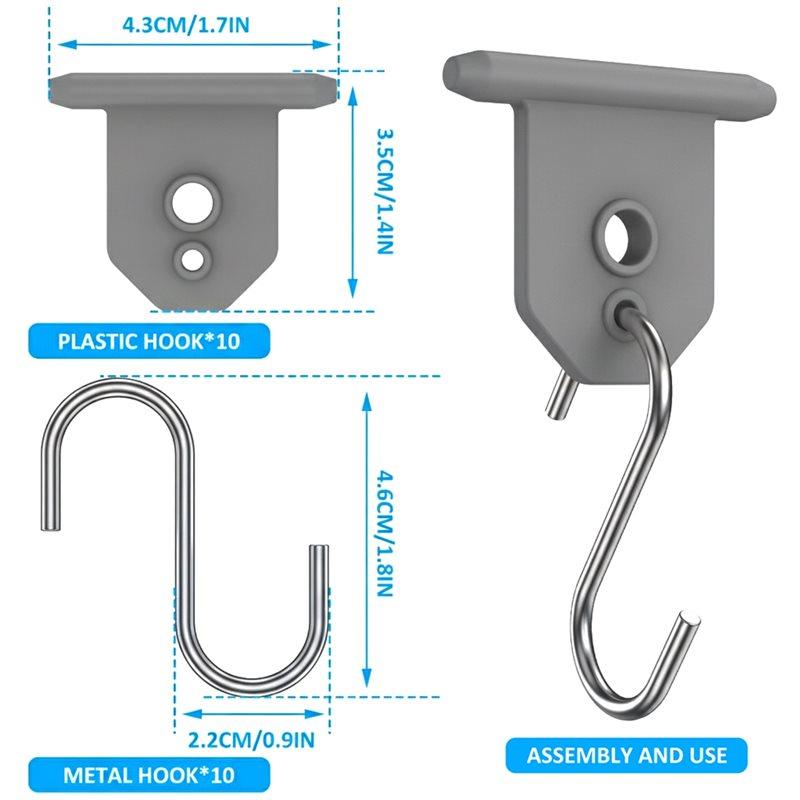 HHO-10Pcs For RV Camping Outdoor Camper Hanging Accessories Sturdy Metal Awning Hooks Party Light Hangers Hat Racks