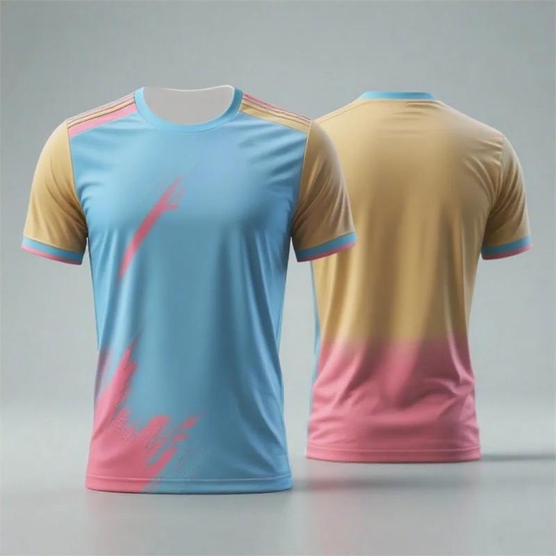Simple Fashion Contrast Color Sports T Shirt Summer Casual Gym Fitness 3D Printed T-shirts Loose Breathable Running Tees Tops