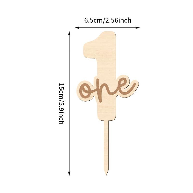 NUBECOM First Birthday Cake Topper One Cake Topper Wooden Number with Letter One Cake Decorations for Baby Shower Decorations