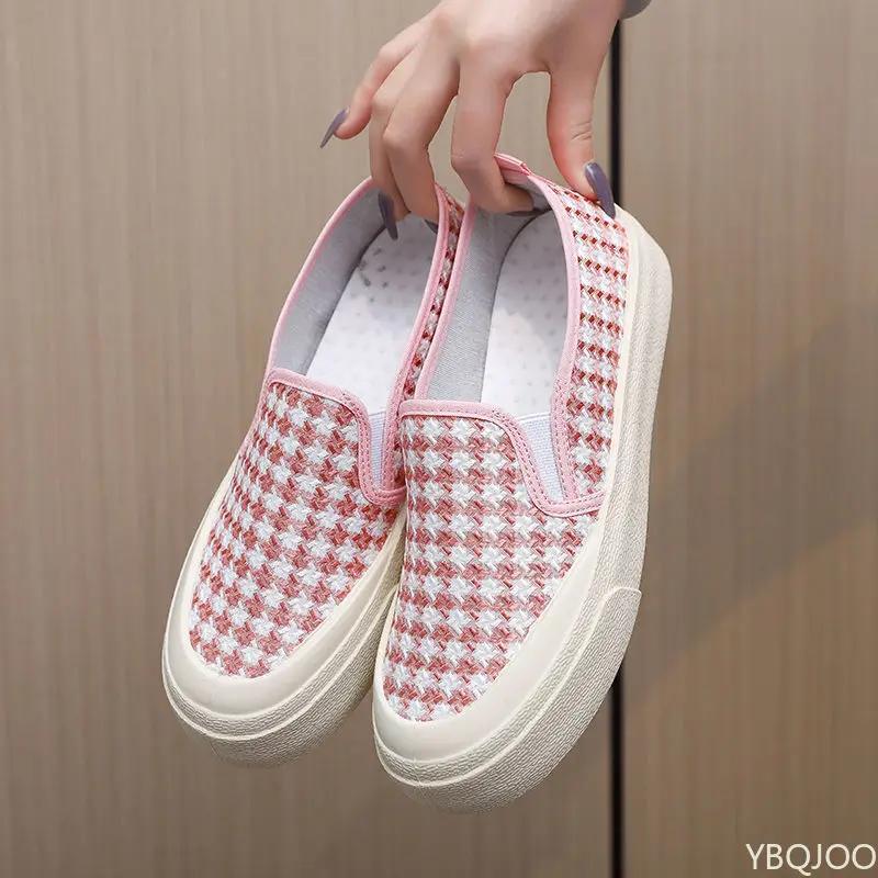 

Fashion New Women s canvas Shoes Casual comfortable non slip flat Trendy versatile ladies shoes Fashion lightweight Flats Zapatos Mujer 40 розовый