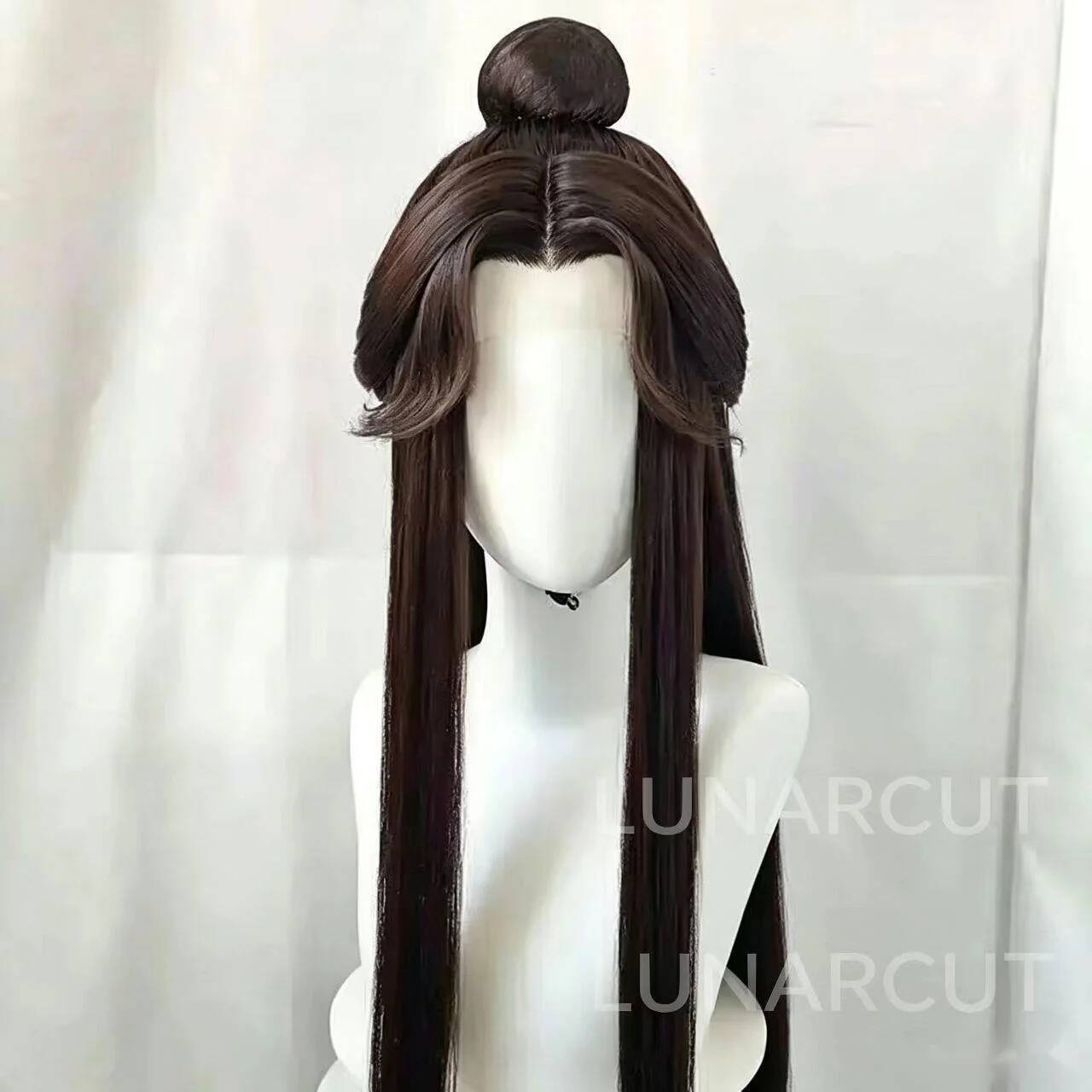 Gestyled Xie Lian Tai Zi Yue Shen Cosplay Bruin Pruik Tian Guan Ci Fu Hemelse Officiant's Zegen Huacheng Cos TGCF Pruik white