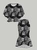 3D Geometrie Gedruckter Klassischer Totem Damen-Print, Modisch Übergröße, Elegant, Vielseitig für Alle Jahreszeiten. T-Shirt, Rock und Set