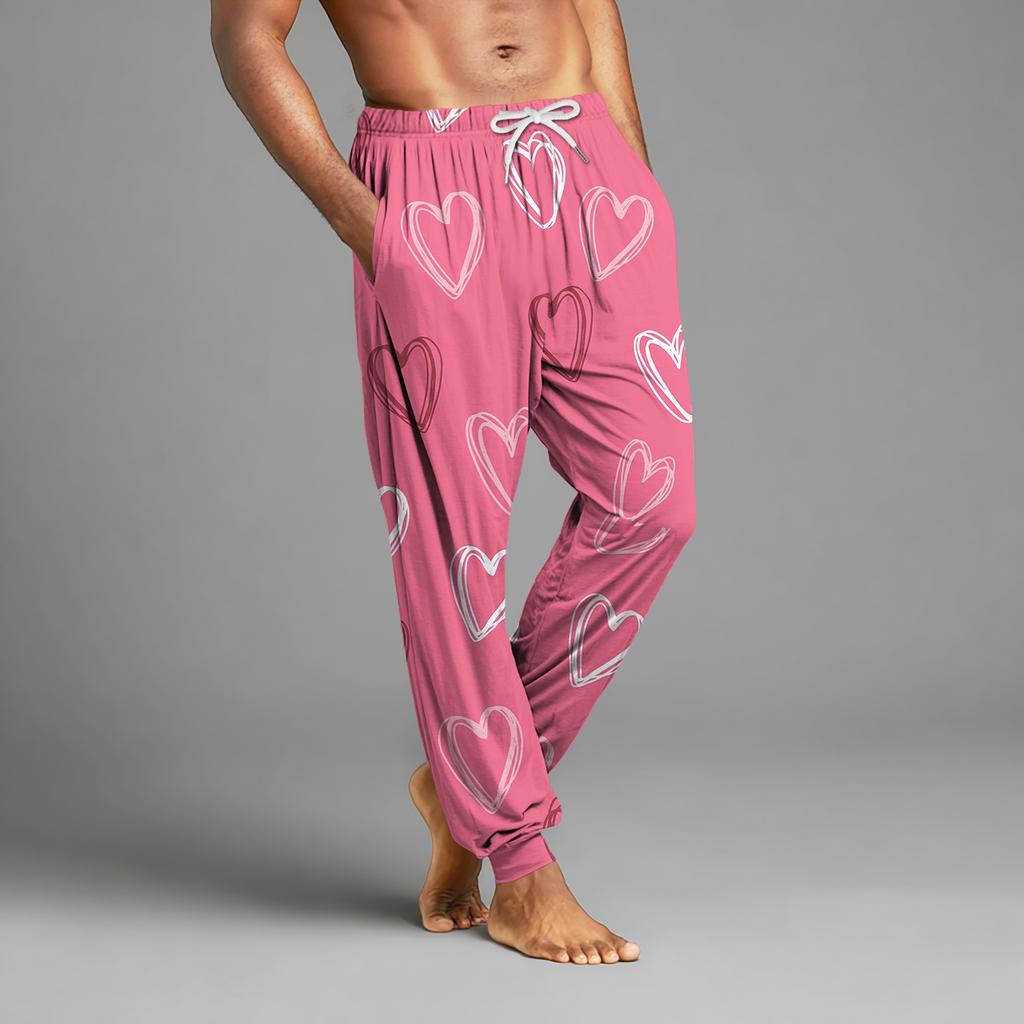 Herren Kordelzug Tasche Bündchen Freizeithose Zuhause Schlafhose