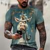 T-shirt da uomo estiva con stampa di animali arrabbiati, casual, a maniche corte, alla moda, streetwear, abbigliamento maschile oversize, t-shirt con scollo a giro