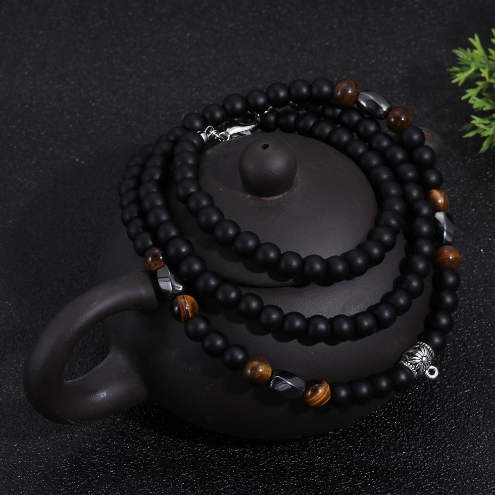 Hot Sale Jewelry Reiki Volcanic rock Hematite Stone Bead Necklace Healing Balance