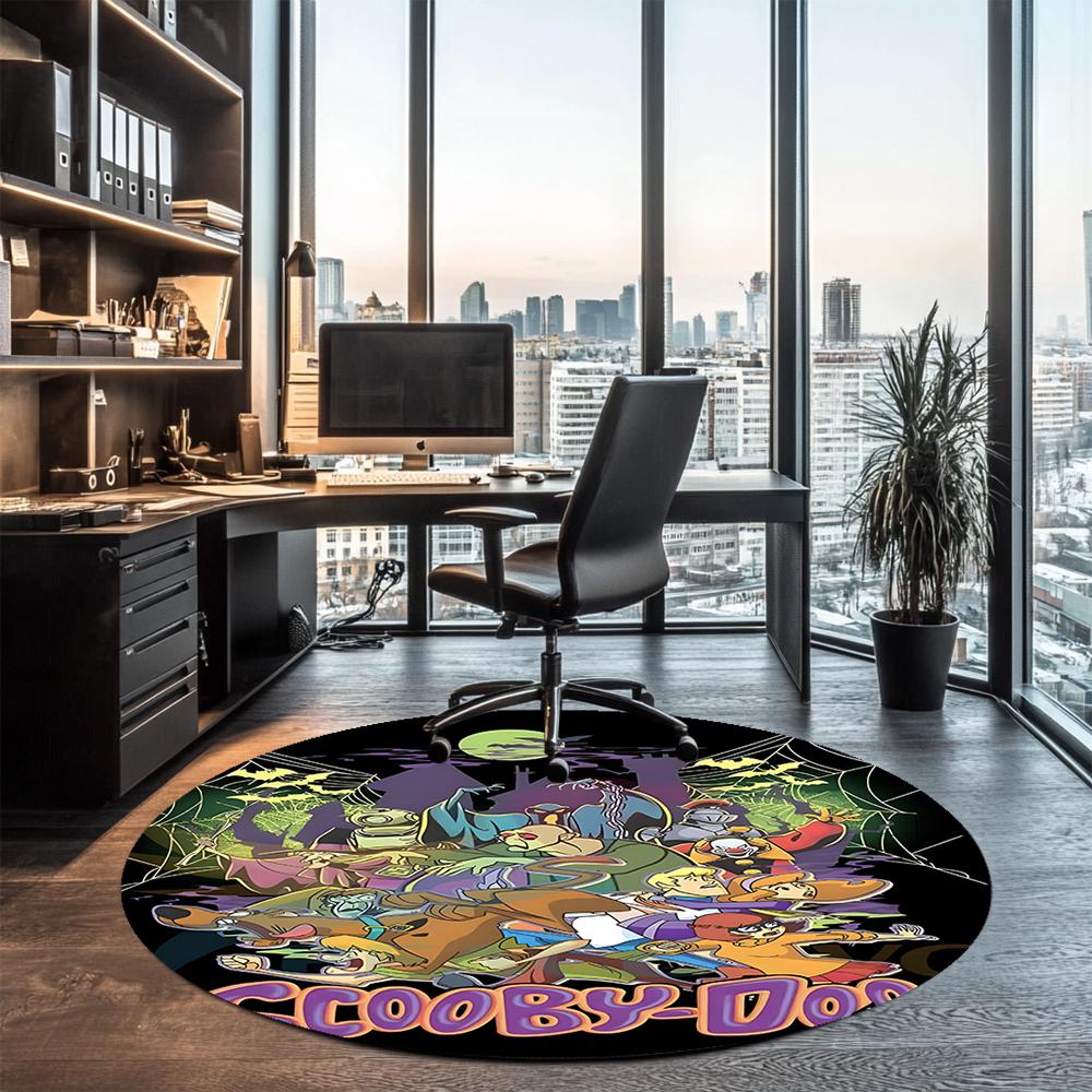 Scooby-Doo Printed Round Rug Carpet Chair Rug Area Rug Entryway Doormats,for Office Chair Living Room Bedroom Kitchen Room.