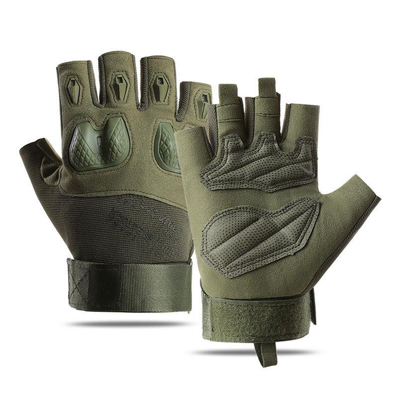 Men's Anti Slip Shock Absorption Half Finger Hard Shell Protection Training Mountaineering Military Fan Anti Cutting Tactical Gloves