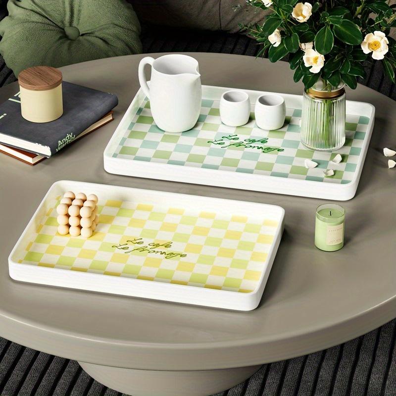 Wysoka Estetyka Lekki Luksus Taca Szachownica - Melaminowa Prostokątna w Stylu Ins Talerz na Herbatę i Deser do Przechowywania na Biurko Domowe