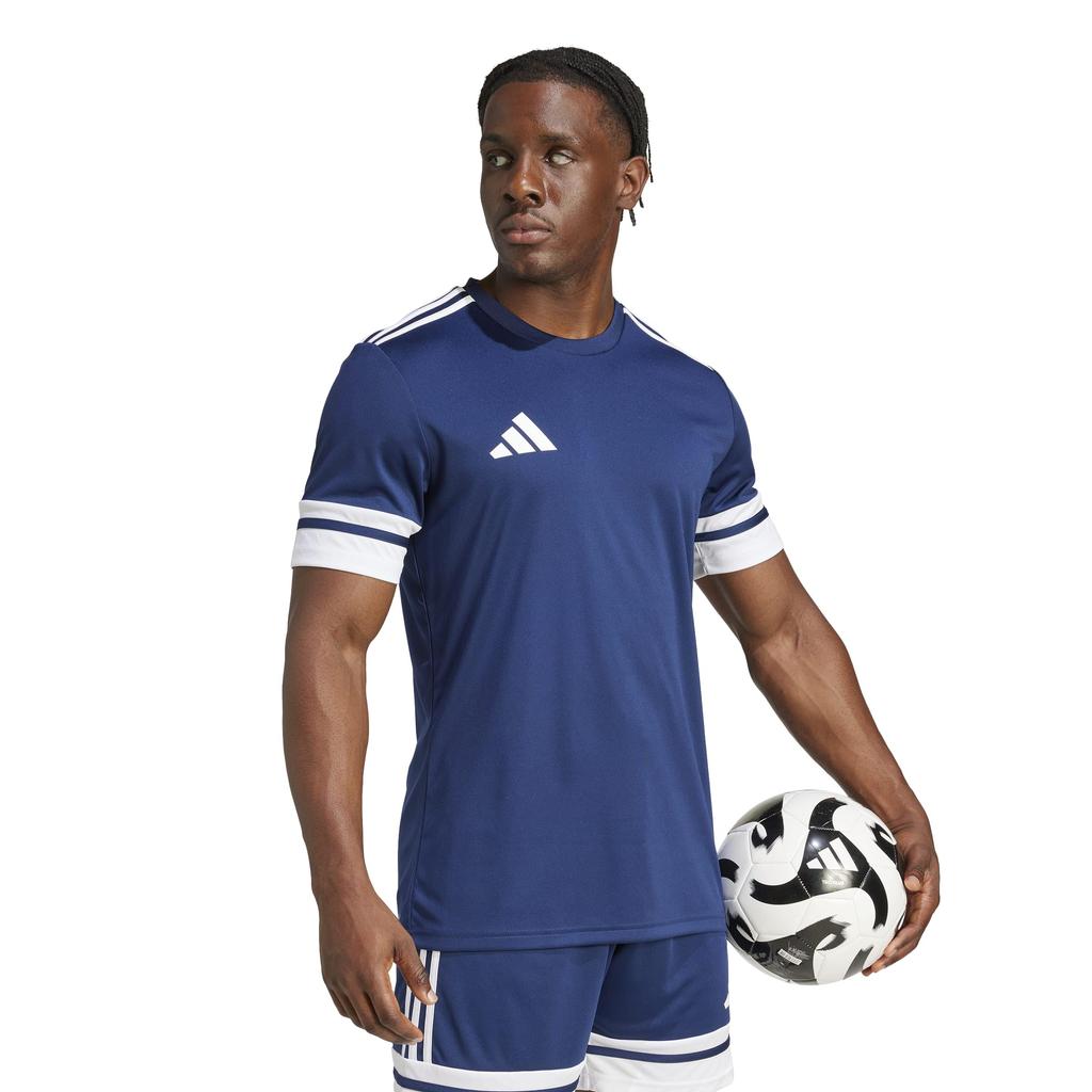 adidas Squadra 25 Soccer Team Navy Size 2L Short Sleeve Jersey, Men's, KUI28, Blue/White, (JG5830),
