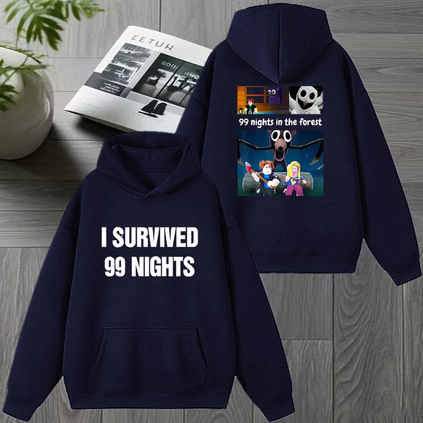 99 Nights in The Forest Fan Merch Graphic Print Black Hoodie, Unisex Harajuku Cartoon Fleece Pullover Sweatshirt for Women