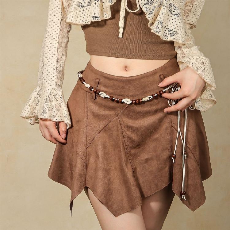 Stylish Braided Waistband With Wooden Bead Accents Durable And Comfortable For Wear