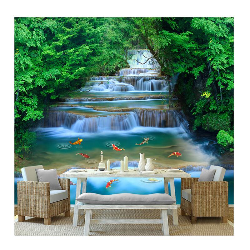 

Waterfall Wallpaper Running Water Goldfish Mural Nature Landscape Wall Painting Interior Decor Wall Paper 200 cm(W) x 140 cm(H)