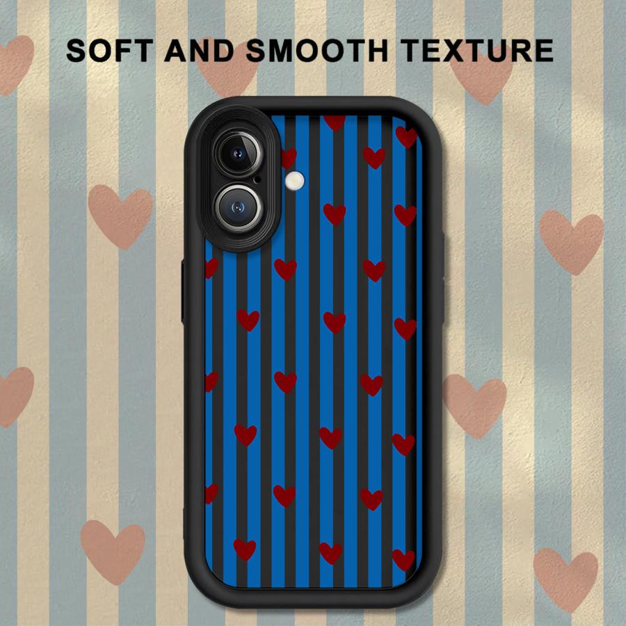 

Phone Cover Case for iPhone 17 Pro Max 14 13 17e 11 12 Pro Air 15 Plus 16 Stripe Love Heart iPhone17 Pro Max