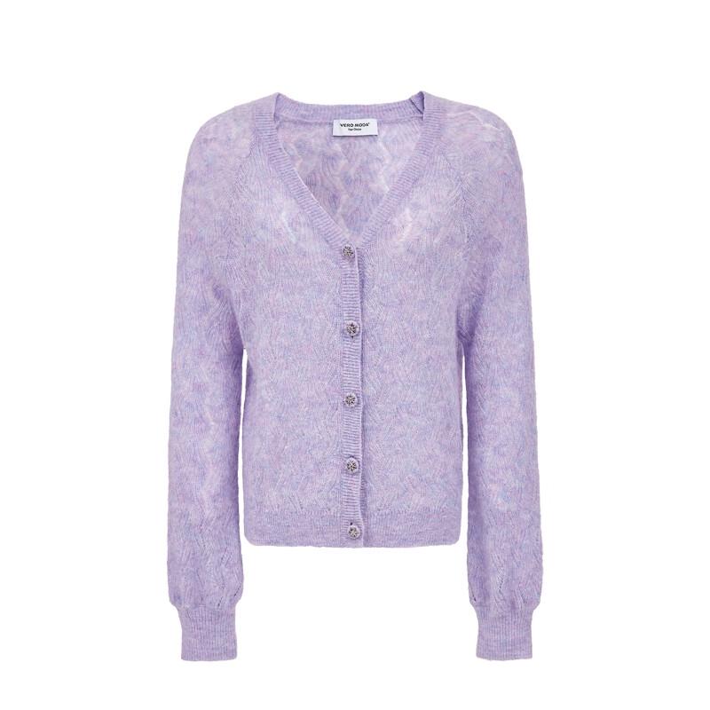 VEROMODA Women's Lilac Collection Wool Mohair Blend V-Neck Cardigan