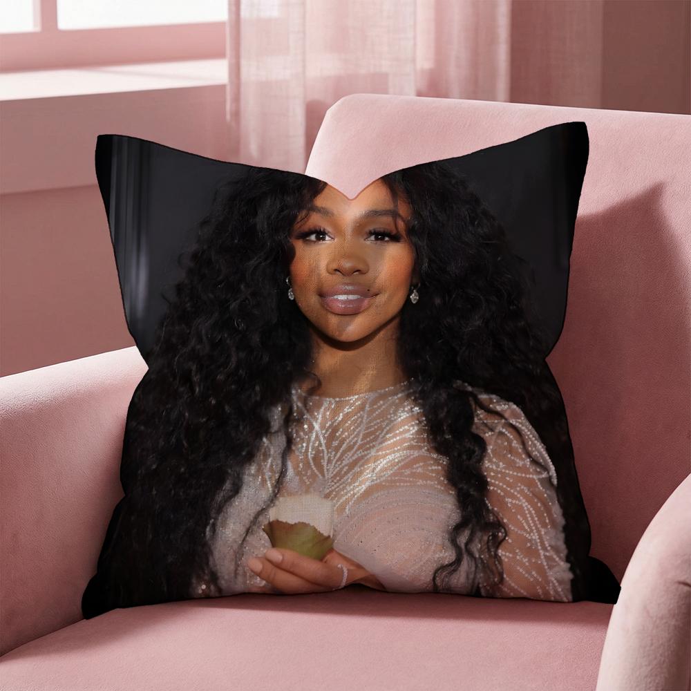 SZA Cushion Cover Multi-Scene Pillow Cover for Home & Car - Reversible, Soft & Durable for Daily Use