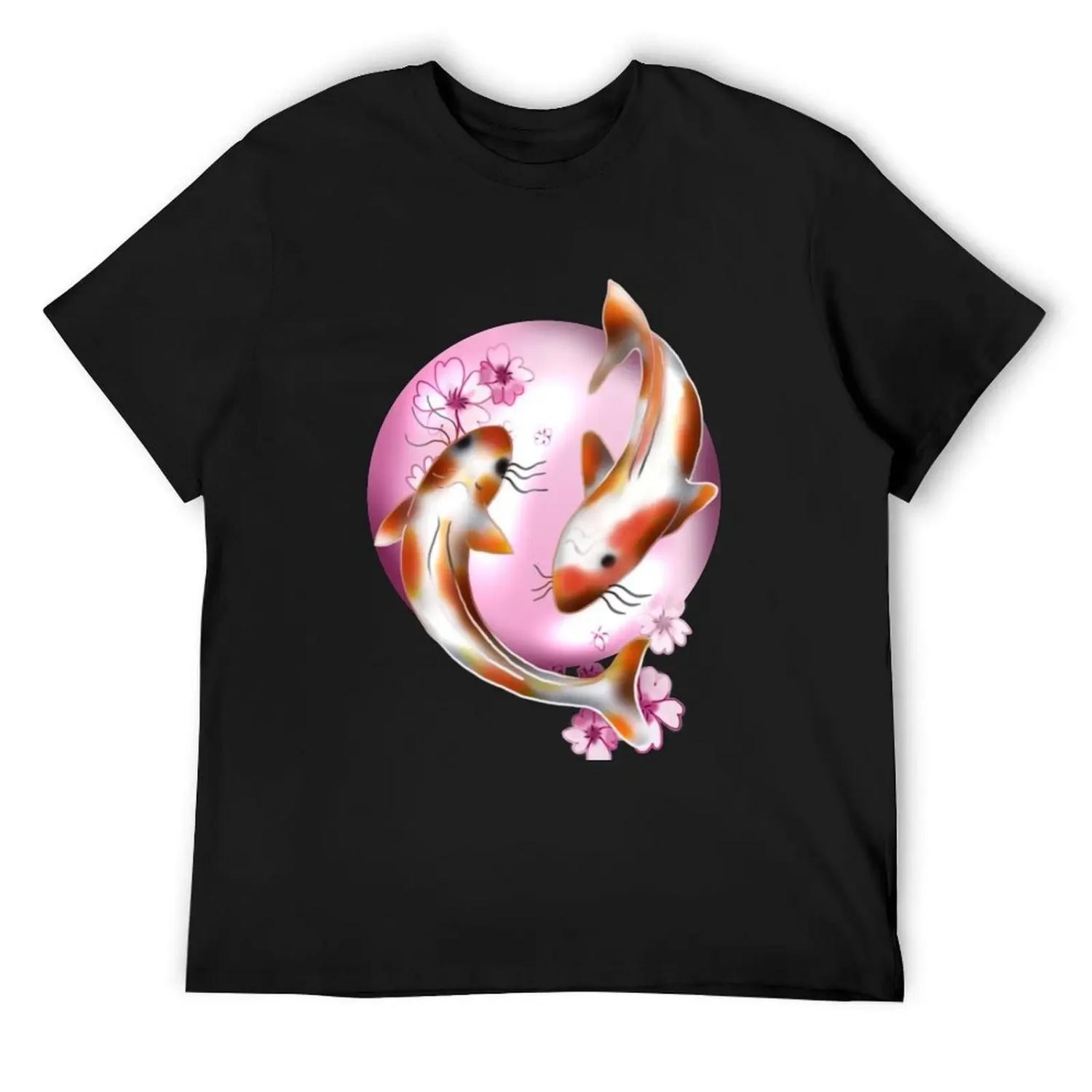 

Koi carp with pink sakura T-Shirt oversized Funny t-shirt T-shirts man mens fashion S