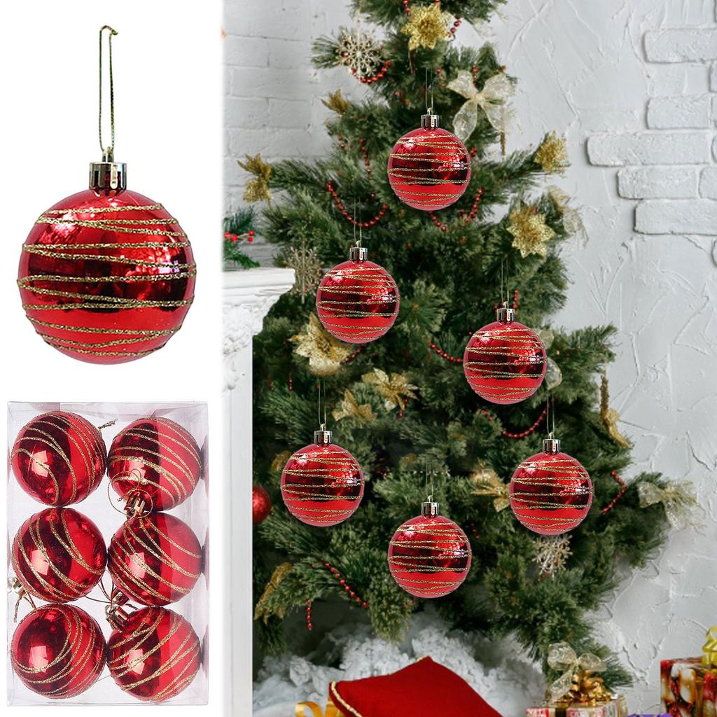 6-piece Red Christmas Ball Decoration Prop