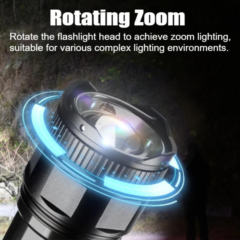 2800mAh Strong Light Outdoor LED Flashlight Rotating Zoom Portable Rechargeable LED COB Camping 5 Modes Multi Functional Lantern